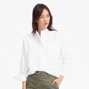 Everlane Poplin Collarless Popover Shirt